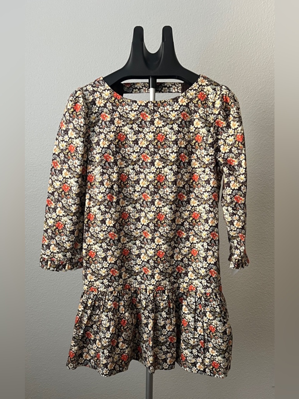 Free People Floral Midi Dress with Cream & Orange Flowers S/P